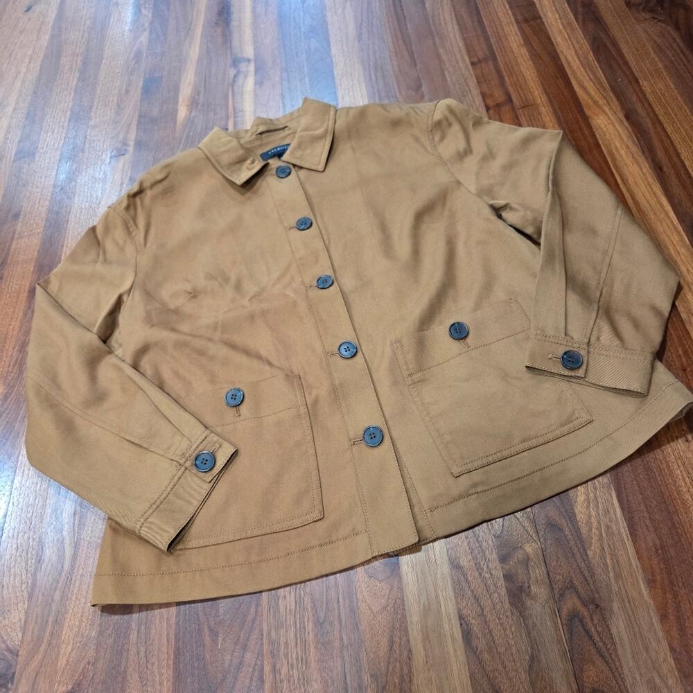 Talbots Chore Jacket Cinched Back, Patch Pockets Tencel Nwt Size Large - Picture 2 of 7